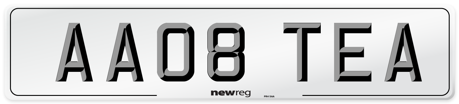 AA08 TEA Number Plate from New Reg